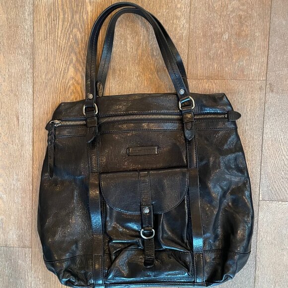 Frye Handbags - Frye Josie Leather Backpack Tote | Black with Silver Hardware | NWOT